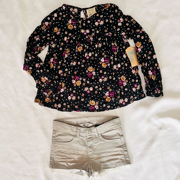 Thereabouts Other - Thereabouts girls poet blouse and H&M girls kakhi lace shorts Bundle
